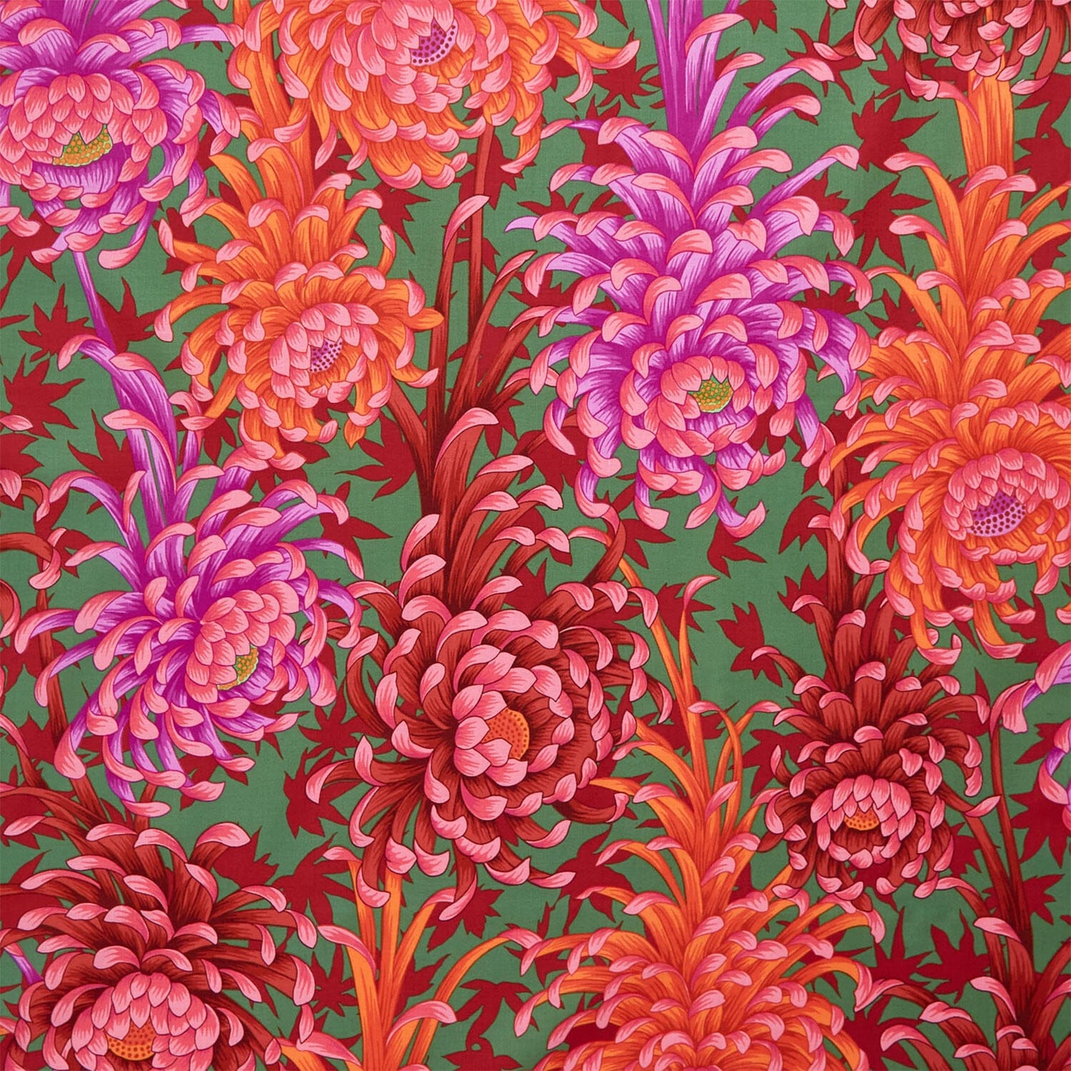 August 2025 Cotton Fabric - Spider Mums Red (FreeSpirit) PWPJ135.RED