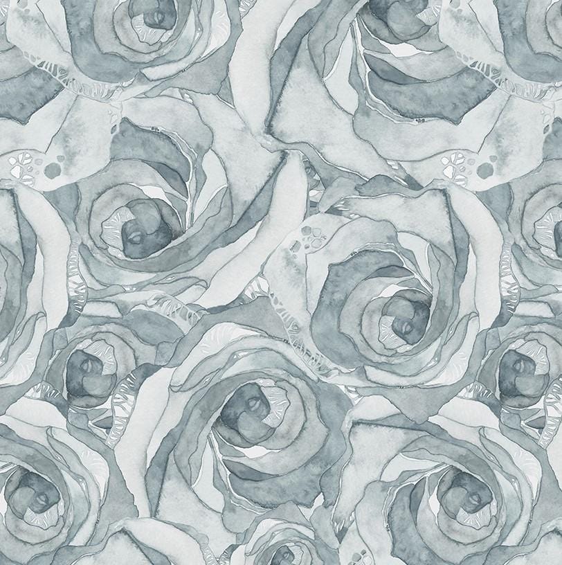 Brushstrokes - Organic Roses Silver Blue PWSR081.SILVER