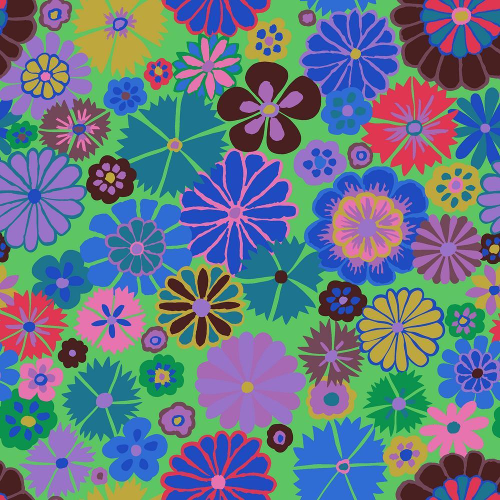 Kaffe Fassett Collective August 2024 - Folk Flower Blue PWGP204.BLUE