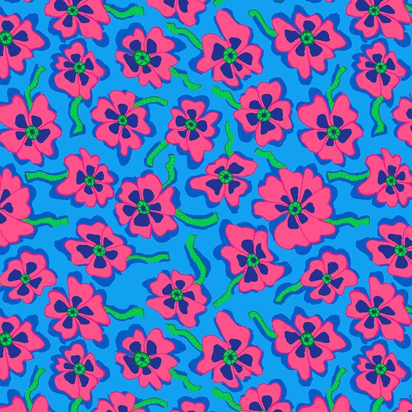 Kaffe Fassett Collective - Camo Flower Blue PWBM088.BLUE