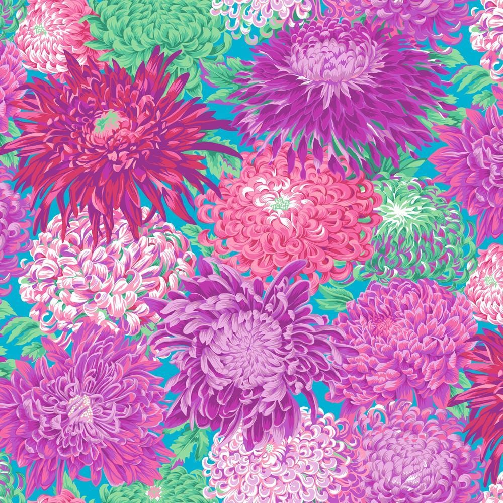 Kaffe Fassett Collective - Japanese Chrysanthemum Magenta Wide Backing QBPJ003.MAGENTA