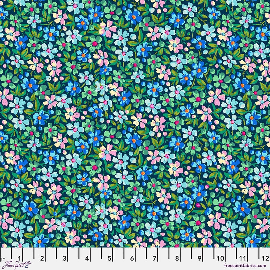 Festival Cotton Fabric - Myosotis Blue (FreeSpirit) PWOB123.BLUE