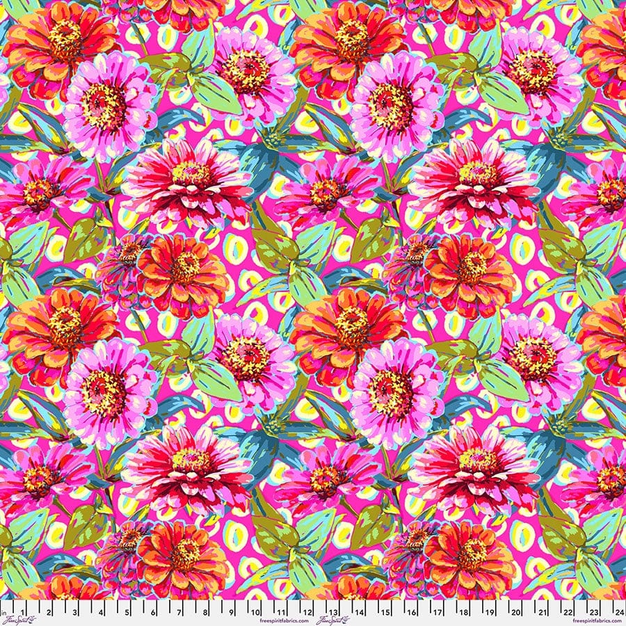 Festival Cotton Fabric - Zinnias Pink (FreeSpirit) PWOB120.PINK