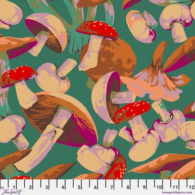 Forage Cotton Fabric - Mushroom Medley (FreeSpirit) PWMN067.GREEN