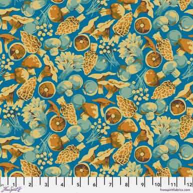 Forage Cotton Fabric - Mushroom Mix (FreeSpirit) PWMN076.BLUE