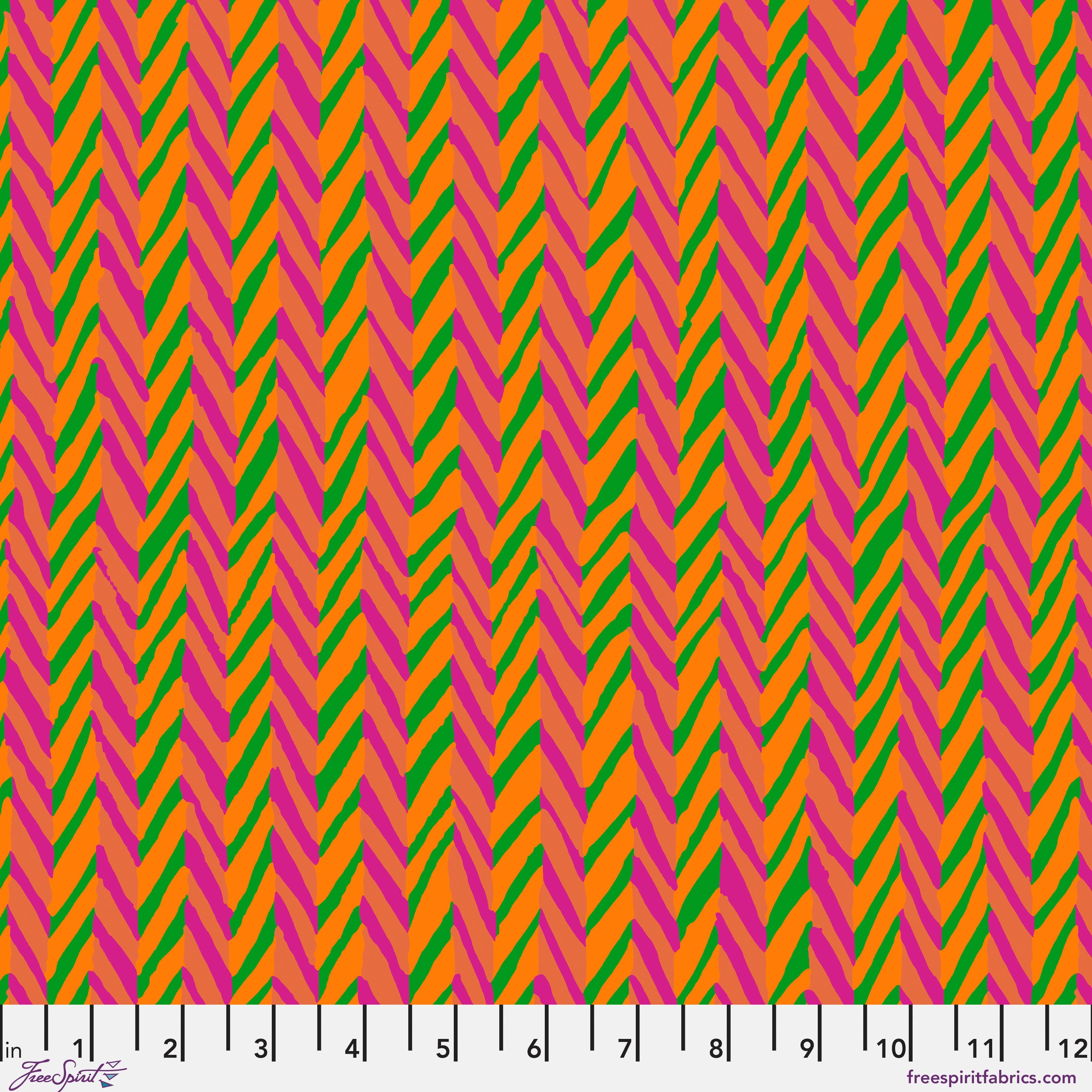 Kaffe Fassett Cotton Fabric - Herringbone Stripe Orange (FreeSpirit) PWBM019.ORANGE