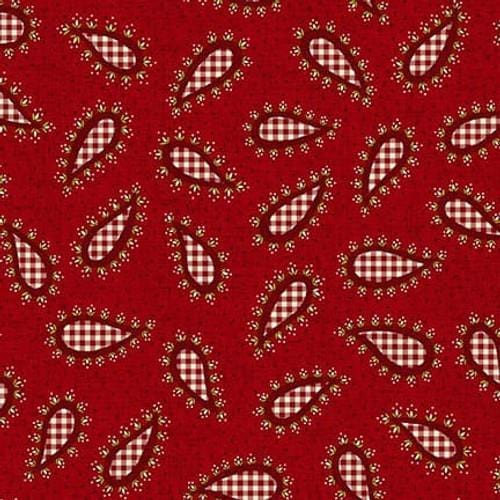 Garnets & Gingham - Small Gingham Paisley Garnet 1351-88