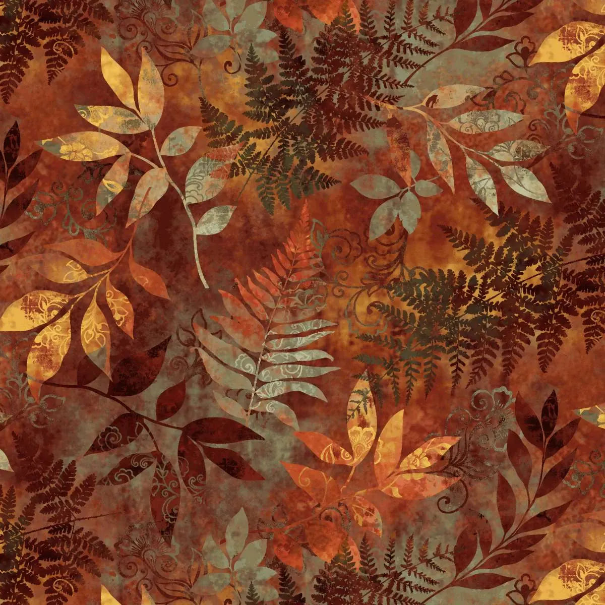 Mixed Media Leaves Autumn - Oak and Berries Q-3648-83