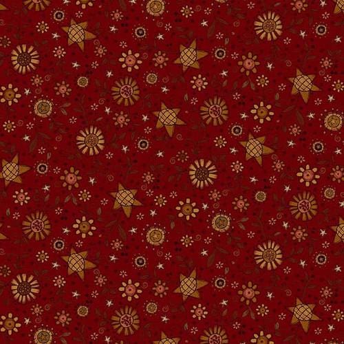 Oak and Maple - Red Stars & Flowers Toss 3292-88RED