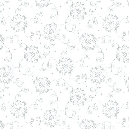 Quilter's Flour V - White on White Lacy Floral 1269-01W