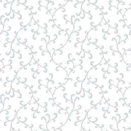 Quilter's Flour V - White on White Vines with Curls 1262-01W