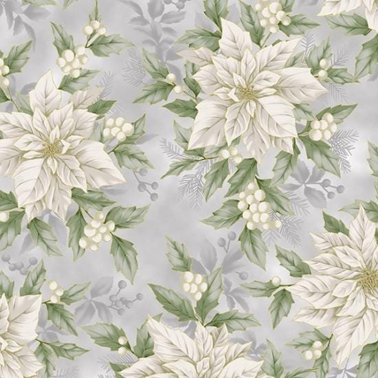 Holiday Elegance - Poinsettias Light Gray Gold V7166-674G