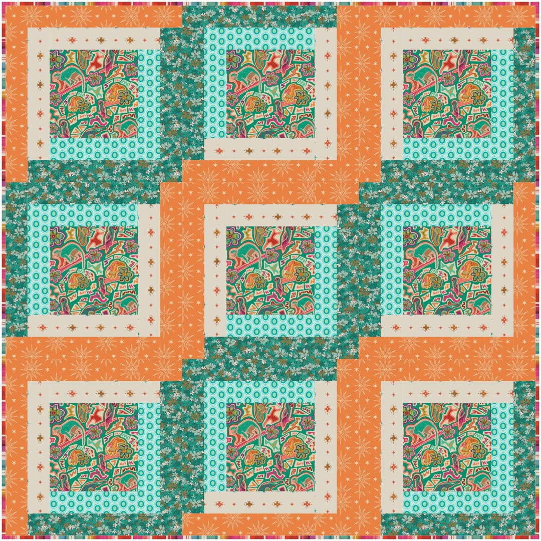 Grab & Go - Baby/Wall Quilt - Animalia Teal GNG-W-ANML2