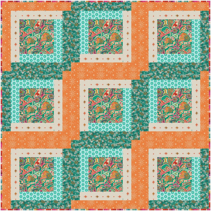 Grab & Go - Baby/Wall Quilt - Animalia Teal GNG-W-ANML2