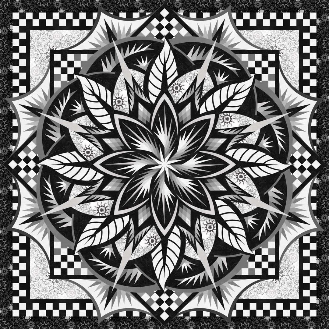 Jungle Magnolia Fabric Only Quilt Kit - Timeless ColorStock Black/White Queen Size 148310