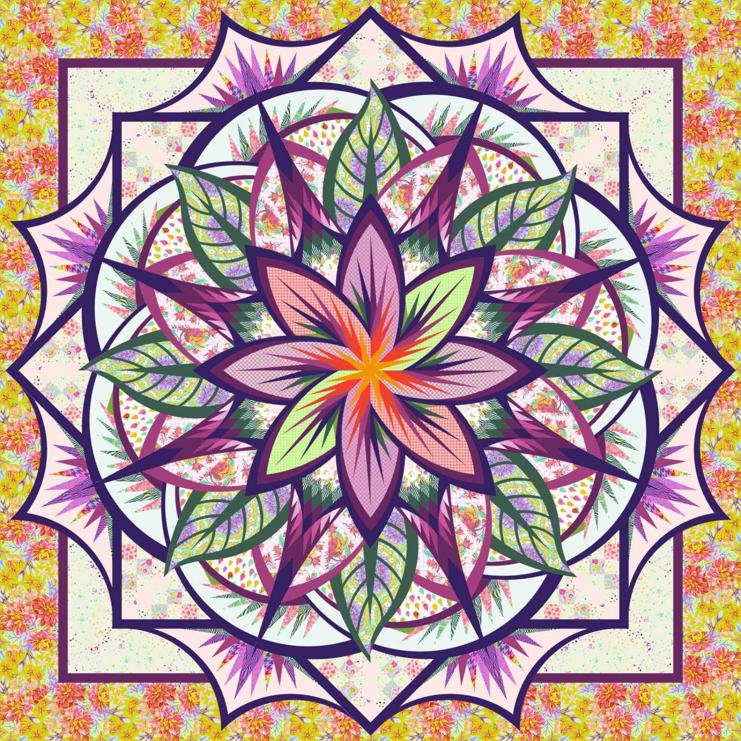 Jungle Magnolia Fabric Only Quilt Kit - Tula Pink Untamed Queen Size JNQ00289K15