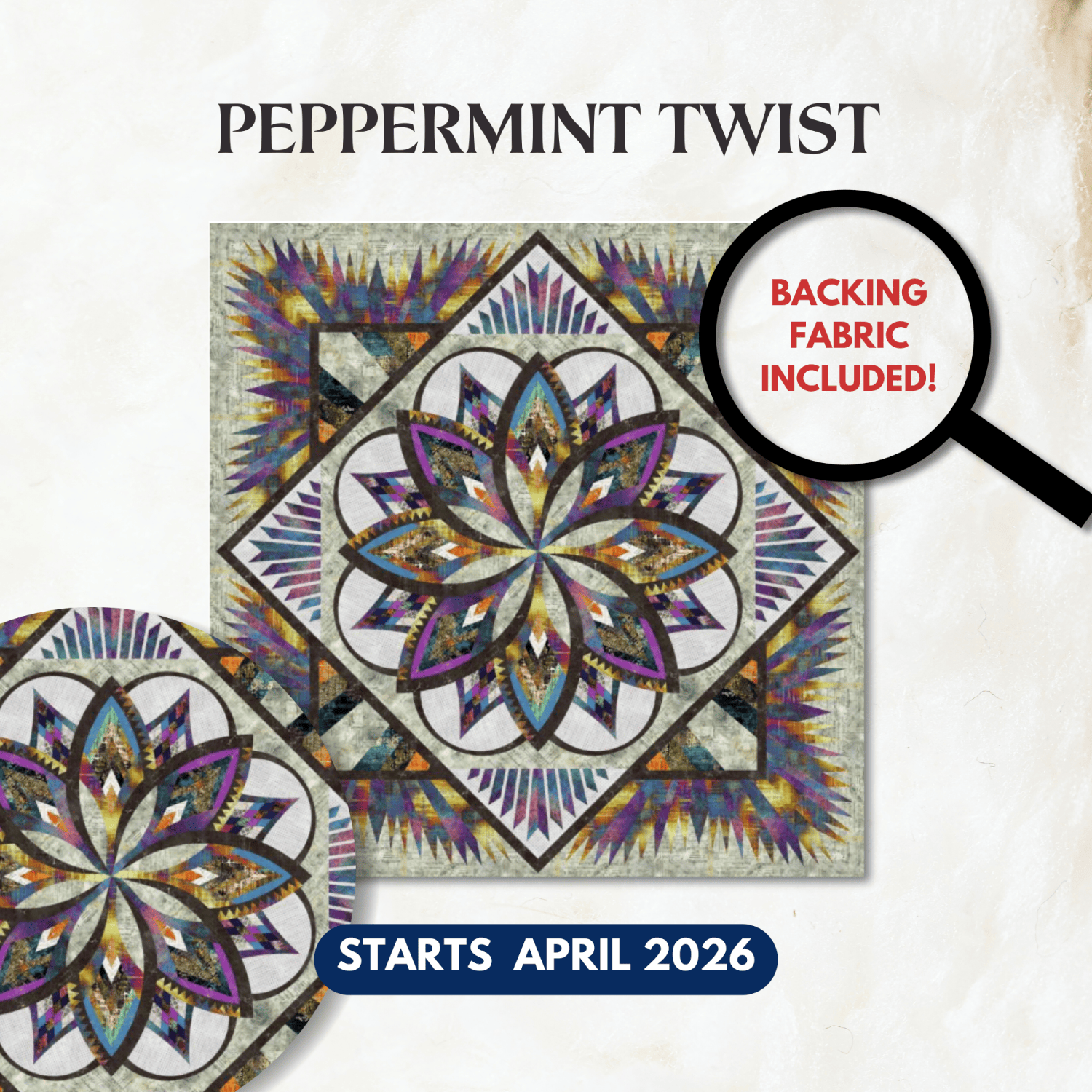 Peppermint Twist Block of the Month -  April 2026 PEPPERMINT-APR26