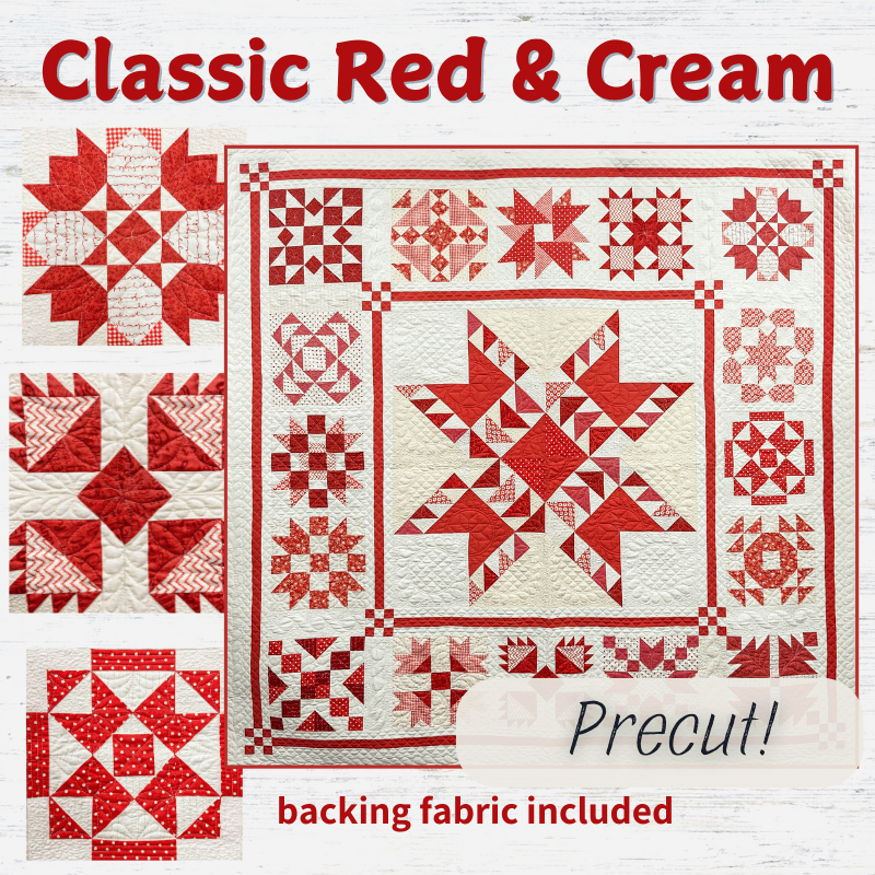 Precut! Classic Red & Cream Block of the Month - Begins July 2025 P-RED&CRM-JUL25