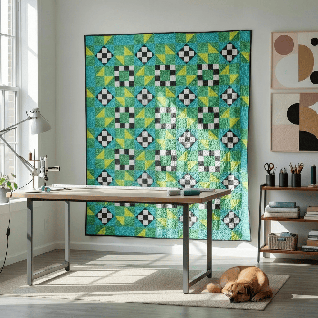 Precut! Glowing Checkered Star Quilt Kit CHCKGLWSTR-RTQK