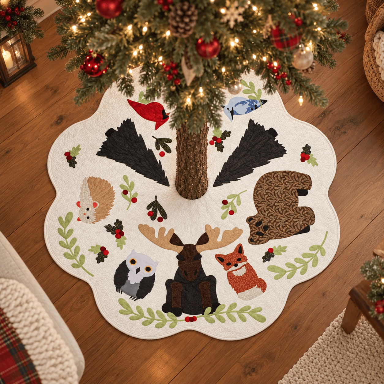 Woodland Critters Tree Skirt Kit - Raw Edge Laser Cut Fusible WLNDCRT-TRSKRTK
