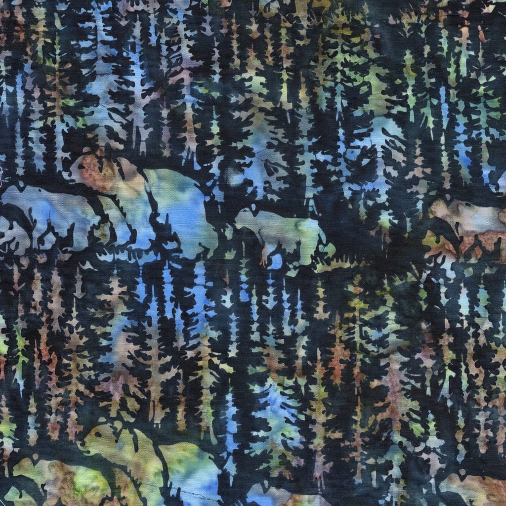 Bears and Fir Trees Blue - Twigs and Tails 112611595