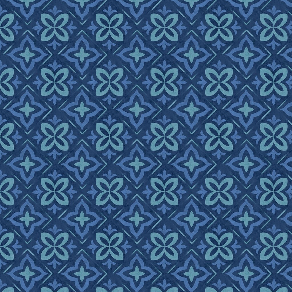 Floral Tile Navy - Petal Whispers W110-021-595