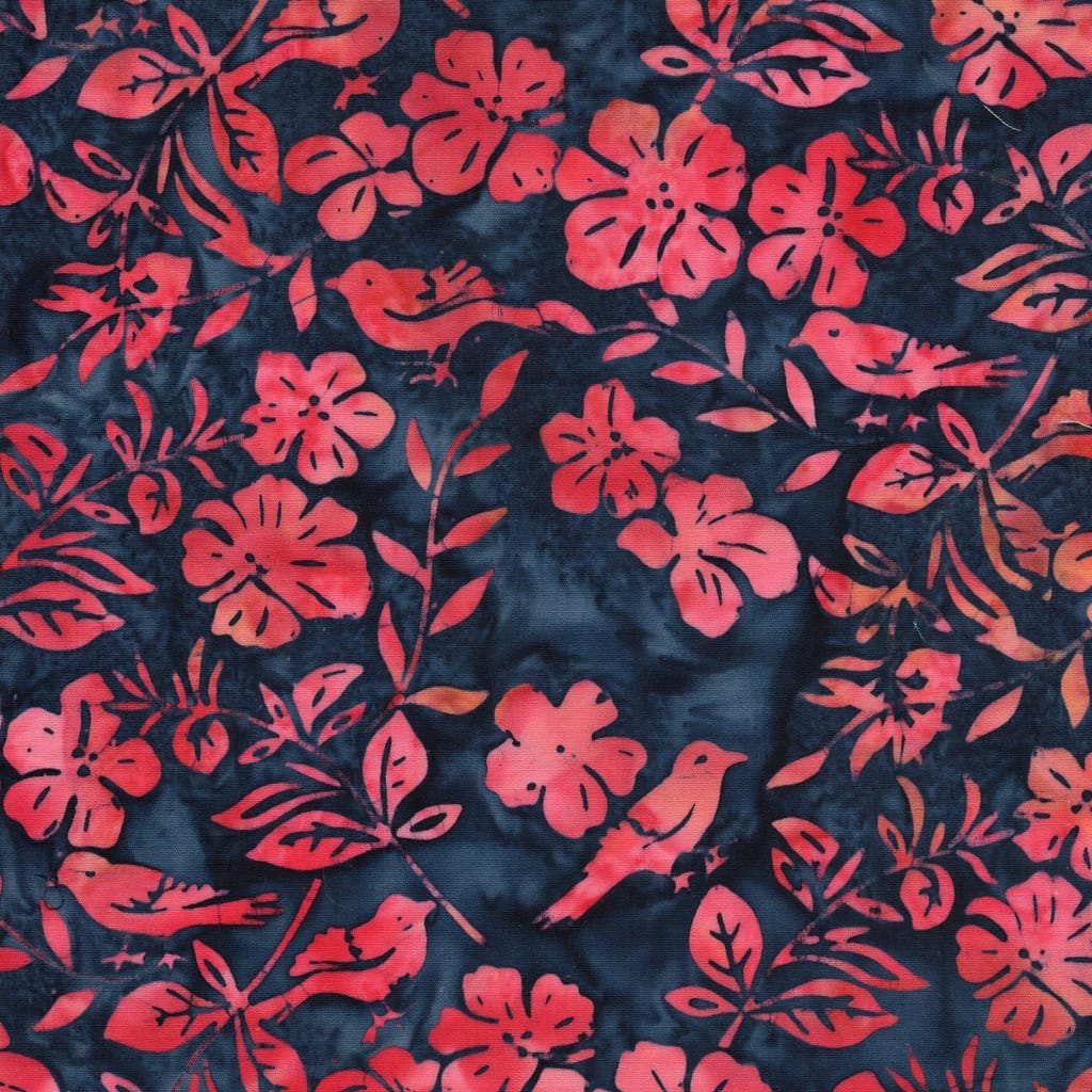 Flower Leaves and Birds Blue - Songbird 112606575