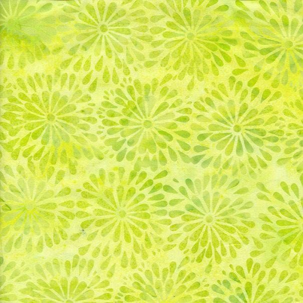 Island Batik Basics - Round Petal Floral Lemon Lime IB-BE34-G1