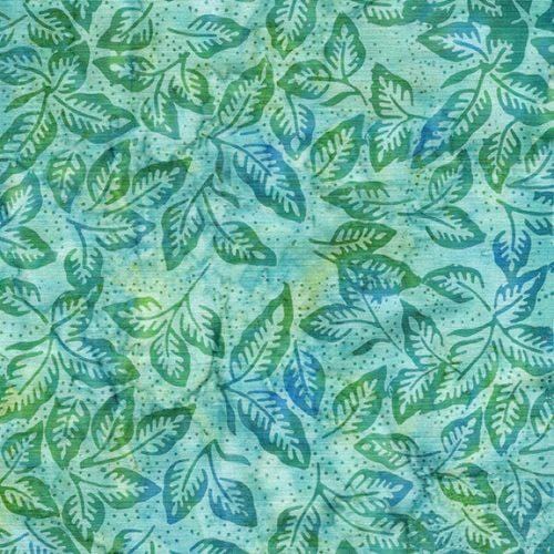 Pin Dot Floral - Leaves Teal Aqua 112329905