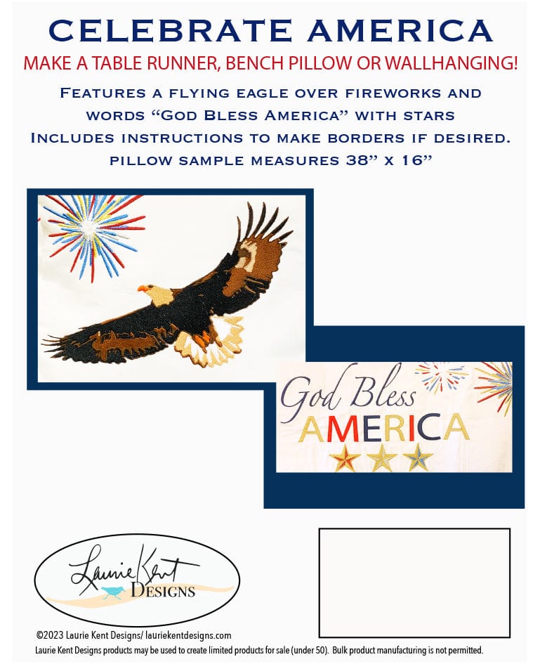 God Bless America Bench Pillow CD Pattern CELEAMERBP-PAT