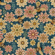 Flowers & Bees - Honeycomb Hollow R792122D-TEAL