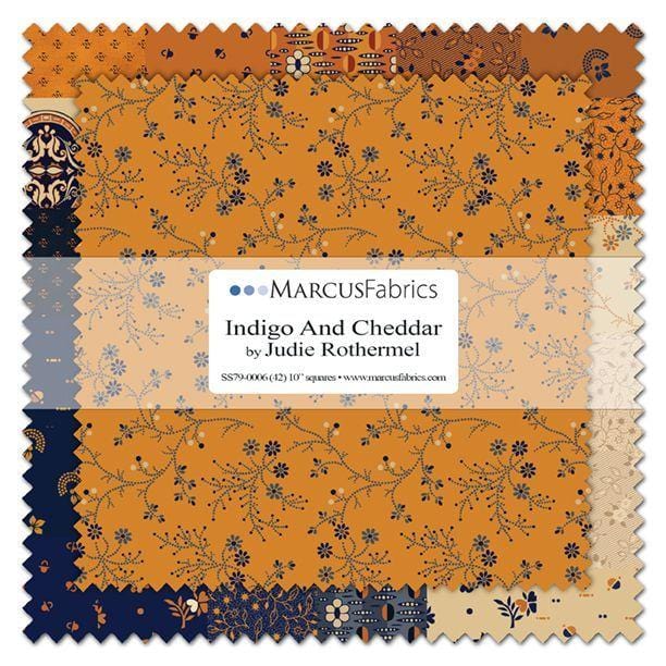 Indigo and Cheddar - 10in x 10in Squares 42pcs SS79