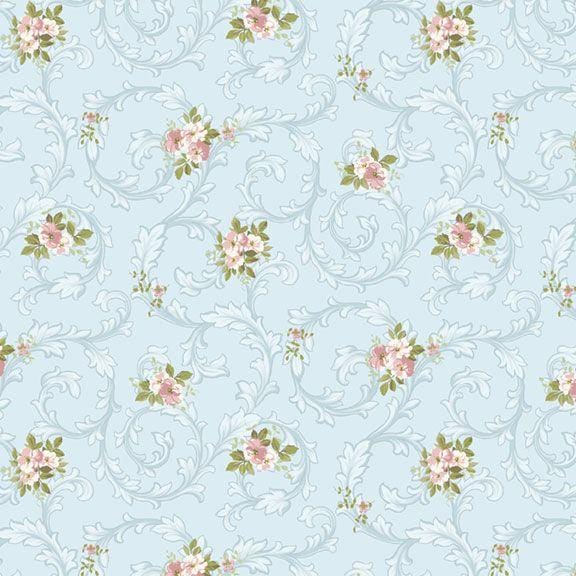 Just Rosy - Floral Scroll Sky R651142D-SKY