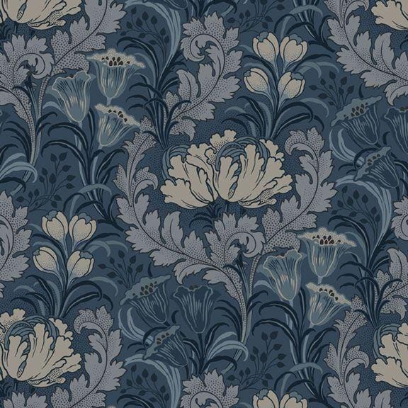 Nouveau - Floral with Acanthus Leaves Navy R651061D-NAVY