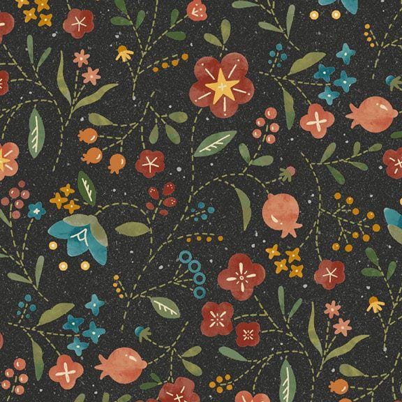 Woolly Whims - Large Floral Charcoal R791225D-CHRCL