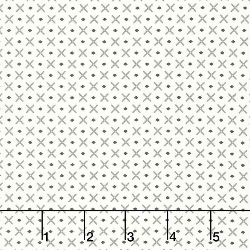 Cat Named Stitch Cotton Fabric - Cream Grey (Moda) 55343-25