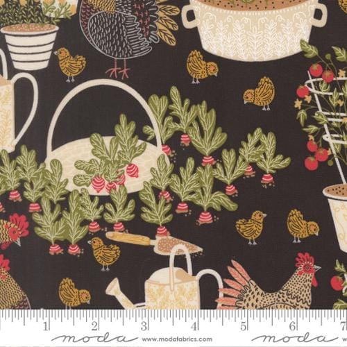 The Henhouse Cotton Fabric - Iron Black (Moda) 48430-20
