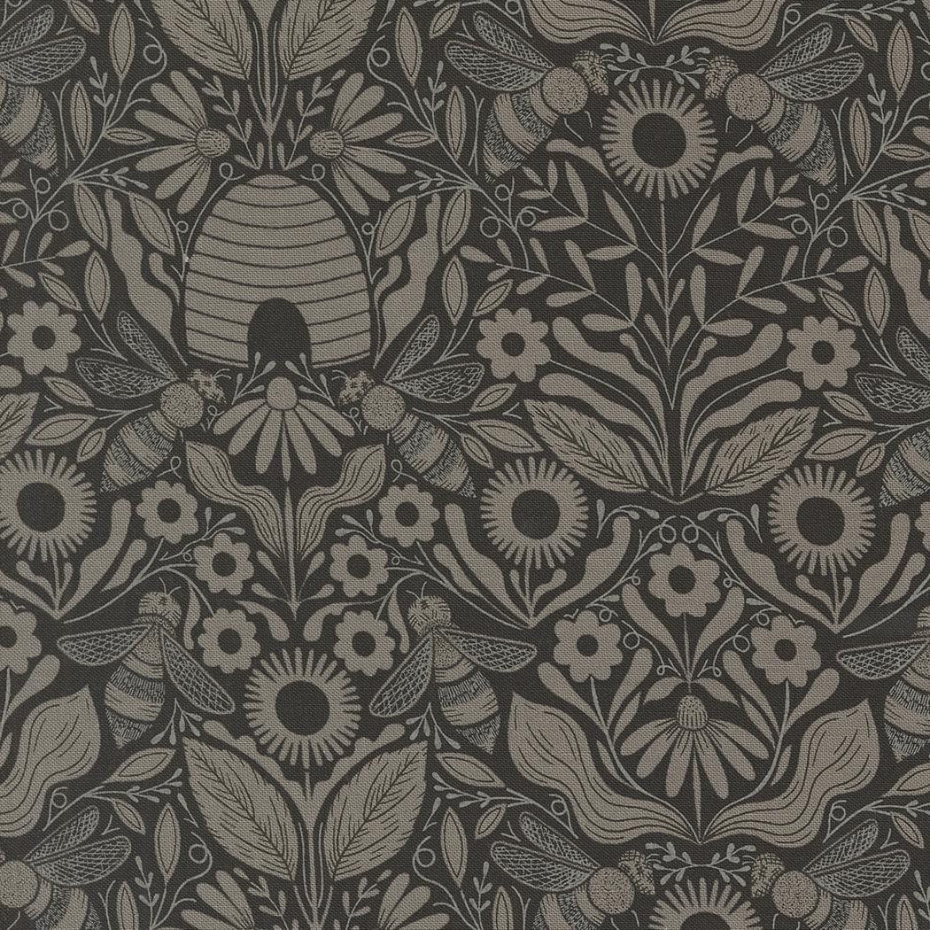 Bee Garden - Melody Damask Black 48414-21