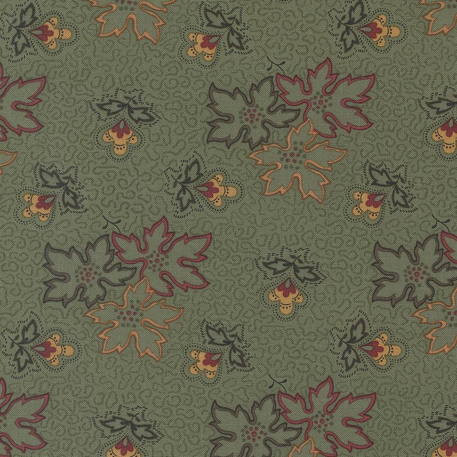 Fluttering Leaves - Autumn Leaves Florals Green 9730-15