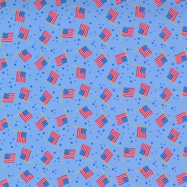 Holiday Essentials Americana - USA Flags Sky Blue 20763-14