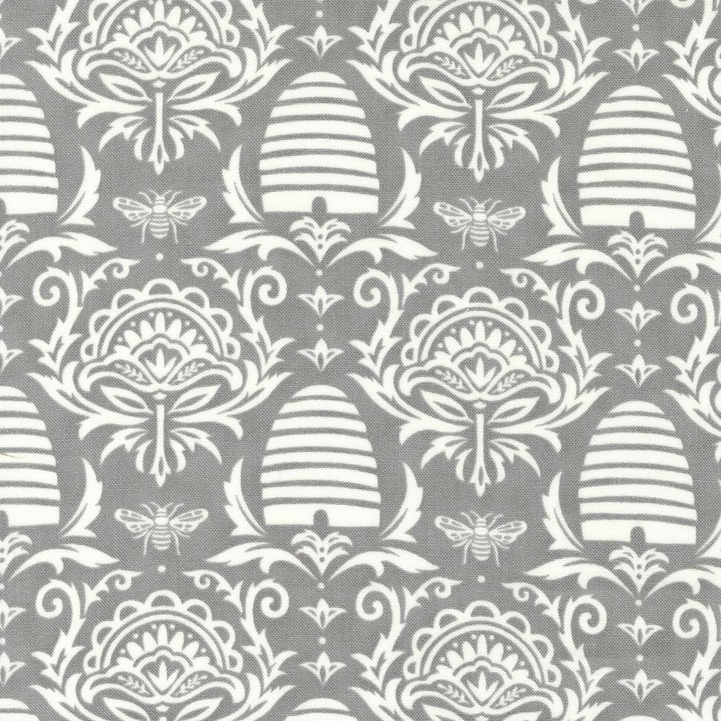Honey and Lavender - Beehive Damask Grey 56082-27