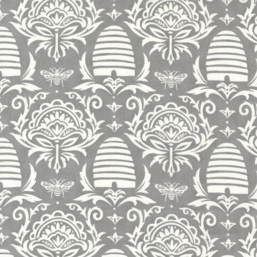 Honey and Lavender - Beehive Damask Grey 56082-27