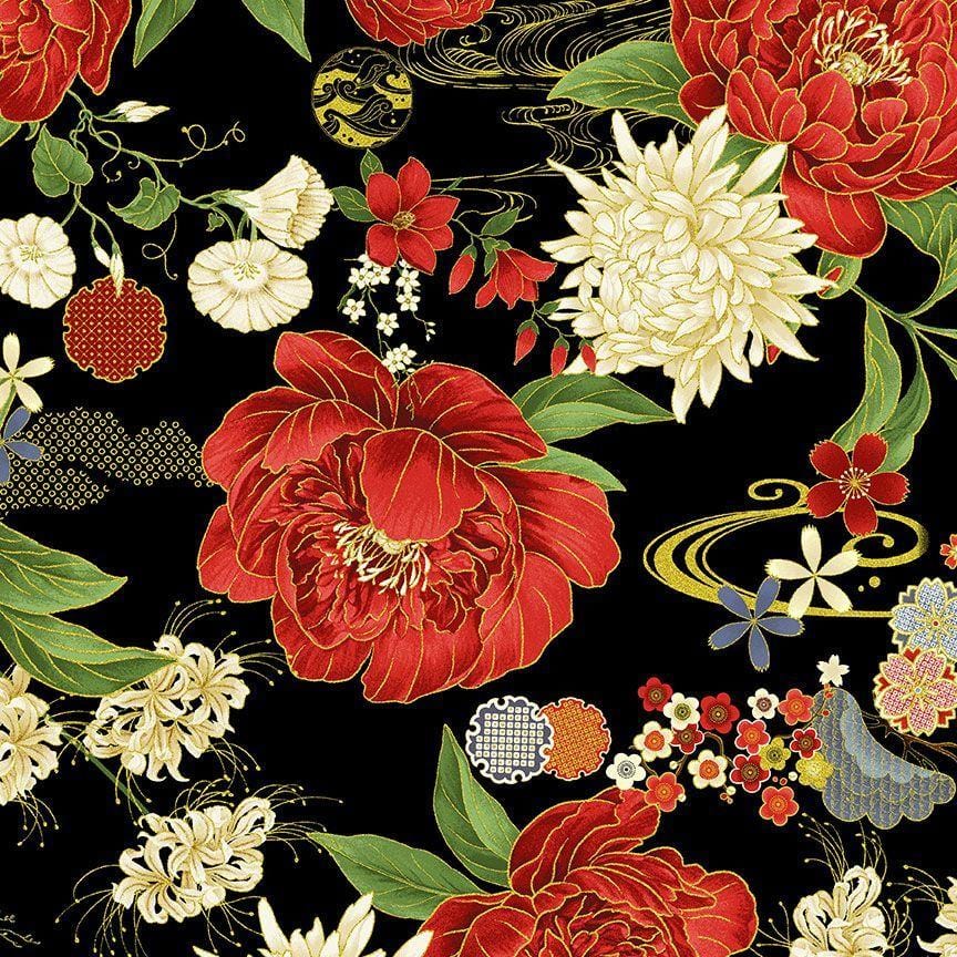 Lotus Garden - Floral Metallic CM3661-BLACK