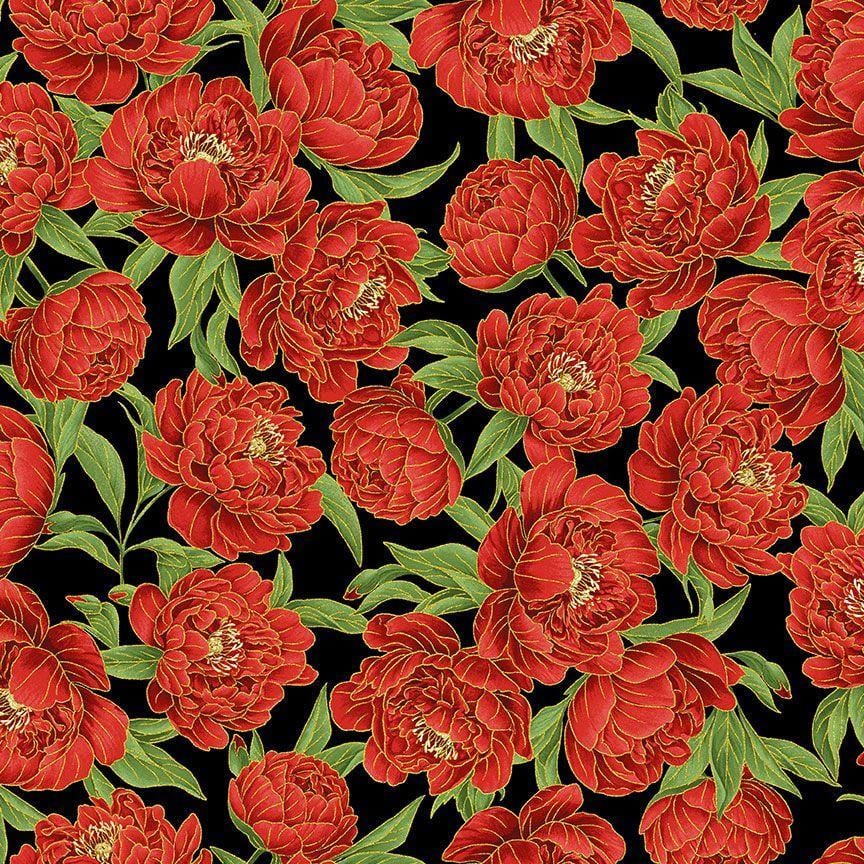Lotus Garden - Peony Floral CM3663-BLACK