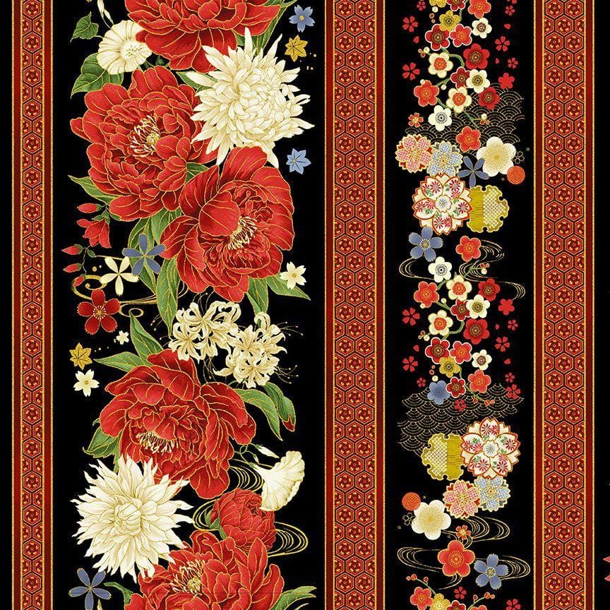 Lotus Garden - Stripes Metallic CM3662-BLACK