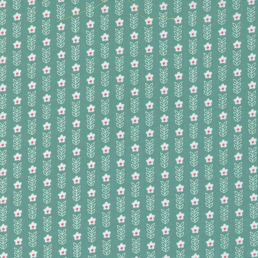 Strawberry Lemonade - Small Floral Stripe Teal 37673-21