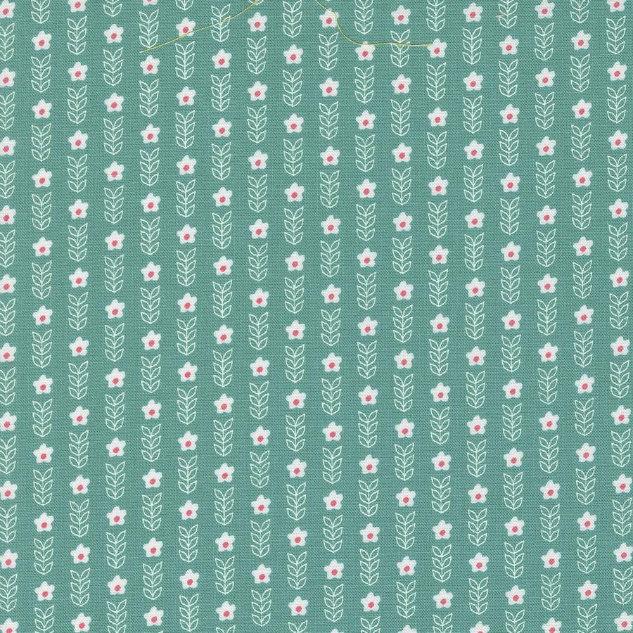 Strawberry Lemonade - Small Floral Stripe Teal 37673-21