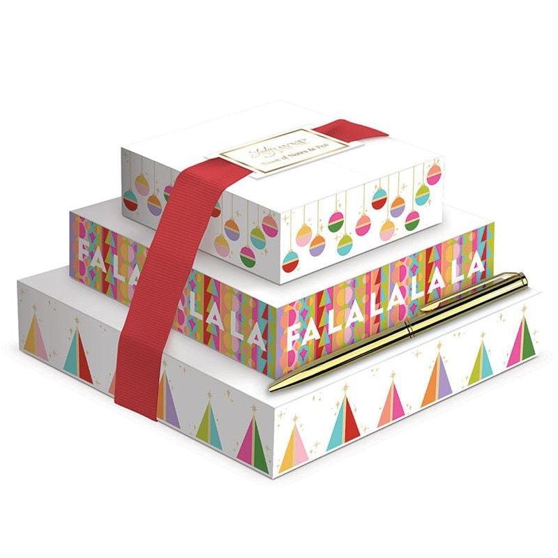 Tower of Note Pads w/Pen Geometric Christmas 60068