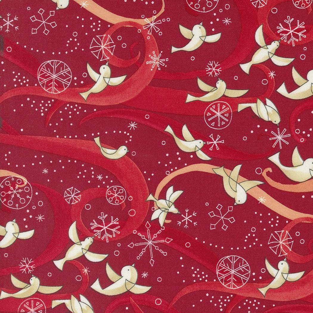 Winterly - Birds With Ribbons Crimson 48761-16