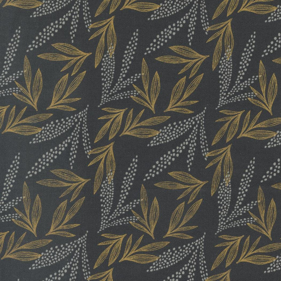 Woodland and Wildflowers - Leaves Charcoal 45584-19